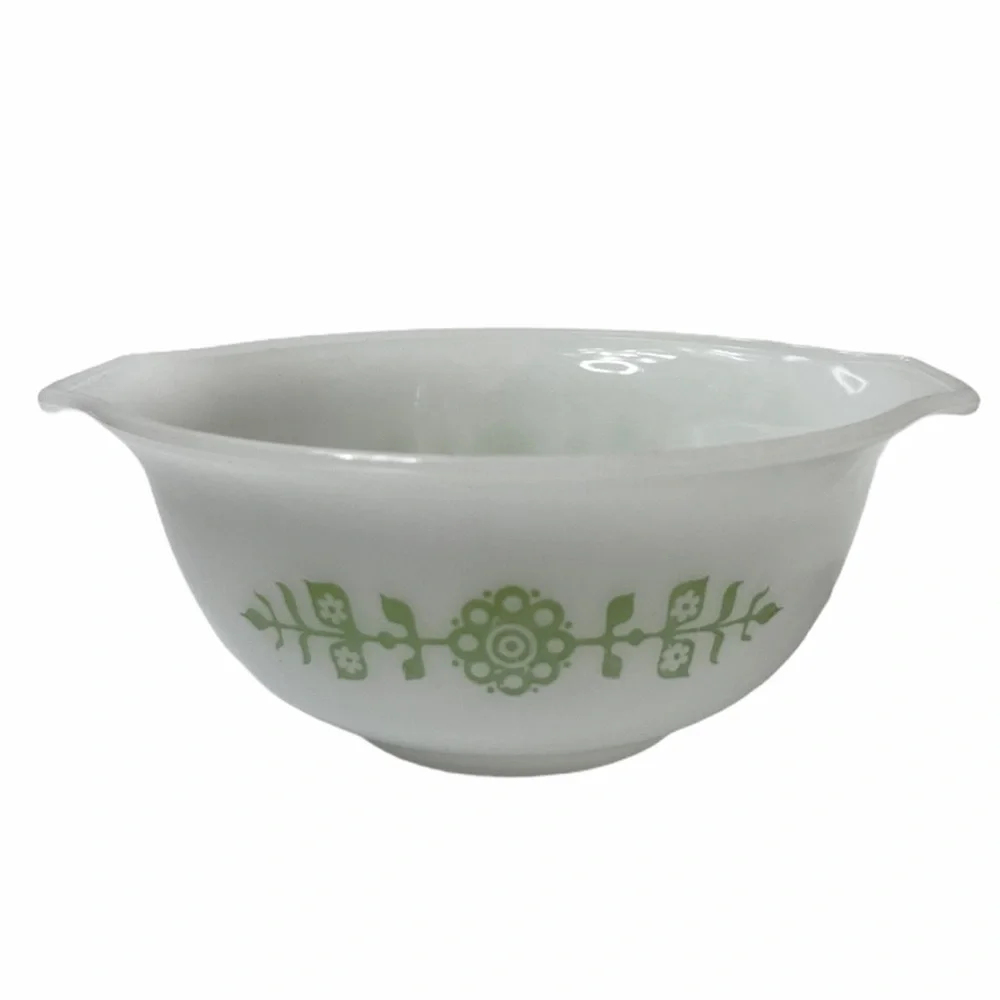 Vintage Pyrex Bowl Side Handles Floral Design MCM Cottagecore Retro Cottage